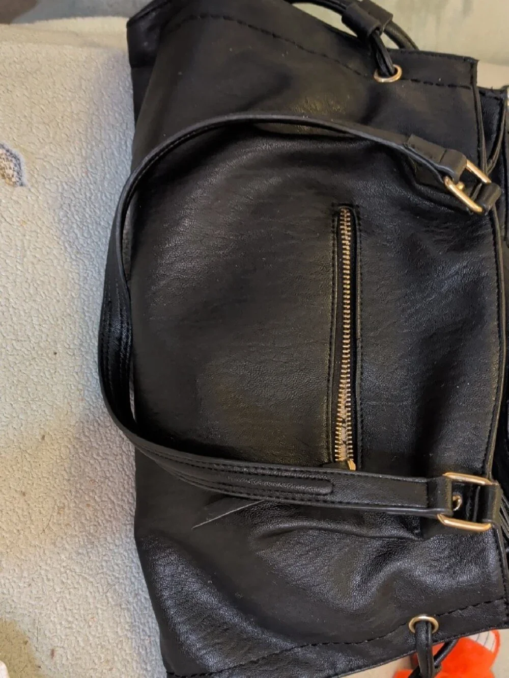Jessica Simpson Black Women's Shoulder Bag with Gold Butterfly Charm